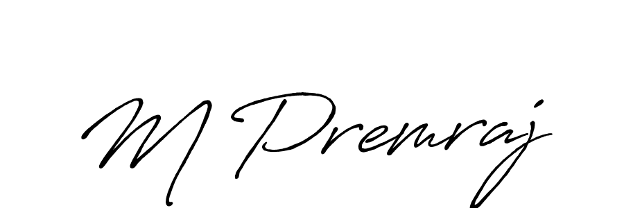 How to make M Premraj name signature. Use Antro_Vectra_Bolder style for creating short signs online. This is the latest handwritten sign. M Premraj signature style 7 images and pictures png