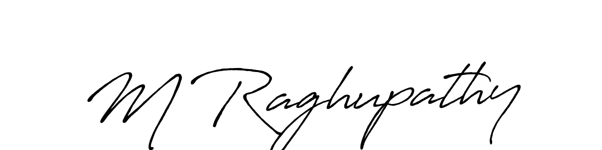 How to make M Raghupathy name signature. Use Antro_Vectra_Bolder style for creating short signs online. This is the latest handwritten sign. M Raghupathy signature style 7 images and pictures png