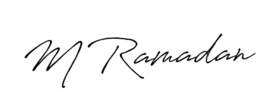 How to make M Ramadan name signature. Use Antro_Vectra_Bolder style for creating short signs online. This is the latest handwritten sign. M Ramadan signature style 7 images and pictures png