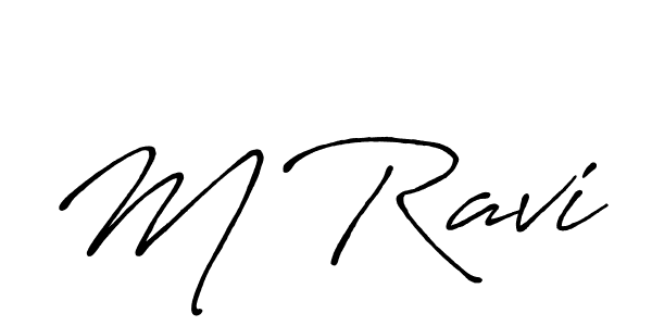 How to make M Ravi name signature. Use Antro_Vectra_Bolder style for creating short signs online. This is the latest handwritten sign. M Ravi signature style 7 images and pictures png