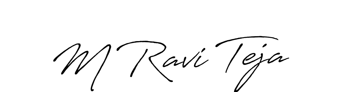 The best way (Antro_Vectra_Bolder) to make a short signature is to pick only two or three words in your name. The name M Ravi Teja include a total of six letters. For converting this name. M Ravi Teja signature style 7 images and pictures png