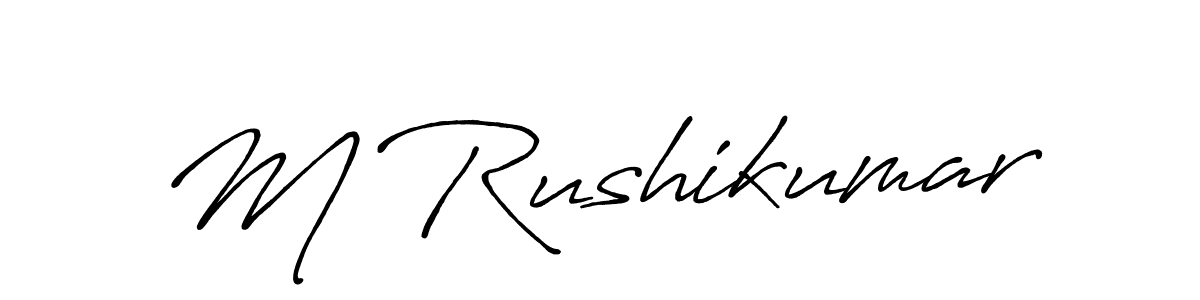 Also You can easily find your signature by using the search form. We will create M Rushikumar name handwritten signature images for you free of cost using Antro_Vectra_Bolder sign style. M Rushikumar signature style 7 images and pictures png