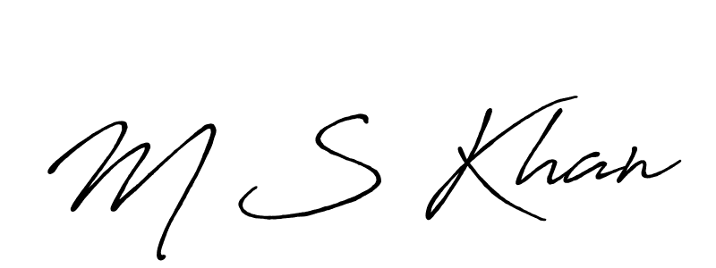 Make a beautiful signature design for name M S Khan. With this signature (Antro_Vectra_Bolder) style, you can create a handwritten signature for free. M S Khan signature style 7 images and pictures png