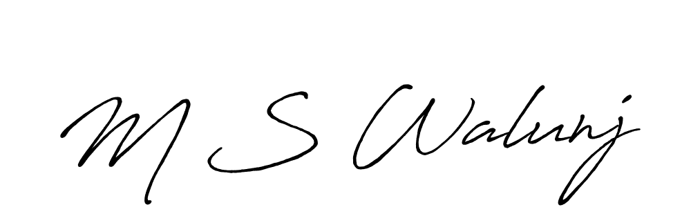 How to make M S Walunj name signature. Use Antro_Vectra_Bolder style for creating short signs online. This is the latest handwritten sign. M S Walunj signature style 7 images and pictures png