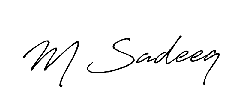 The best way (Antro_Vectra_Bolder) to make a short signature is to pick only two or three words in your name. The name M Sadeeq include a total of six letters. For converting this name. M Sadeeq signature style 7 images and pictures png