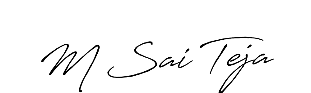 Create a beautiful signature design for name M Sai Teja. With this signature (Antro_Vectra_Bolder) fonts, you can make a handwritten signature for free. M Sai Teja signature style 7 images and pictures png