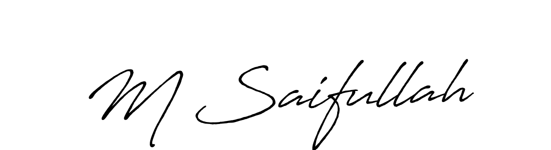 Also we have M Saifullah name is the best signature style. Create professional handwritten signature collection using Antro_Vectra_Bolder autograph style. M Saifullah signature style 7 images and pictures png