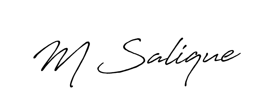 Also You can easily find your signature by using the search form. We will create M Salique name handwritten signature images for you free of cost using Antro_Vectra_Bolder sign style. M Salique signature style 7 images and pictures png