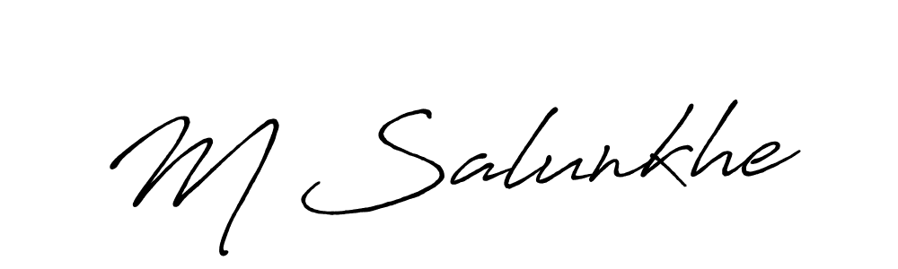 Antro_Vectra_Bolder is a professional signature style that is perfect for those who want to add a touch of class to their signature. It is also a great choice for those who want to make their signature more unique. Get M Salunkhe name to fancy signature for free. M Salunkhe signature style 7 images and pictures png