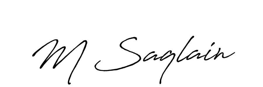 How to make M Saqlain name signature. Use Antro_Vectra_Bolder style for creating short signs online. This is the latest handwritten sign. M Saqlain signature style 7 images and pictures png