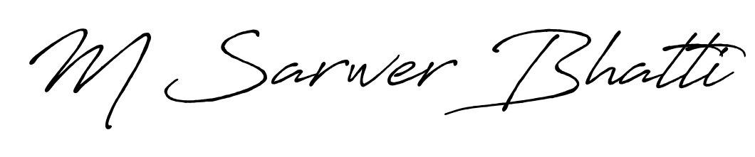 Practice writing M Sarwer Bhatti with the flow of Antro_Vectra_Bolder lettering. A fantastic source of inspiration for developing your personal signature style. M Sarwer Bhatti signature style 7 images and pictures png