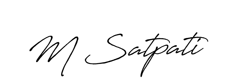 How to make M Satpati name signature. Use Antro_Vectra_Bolder style for creating short signs online. This is the latest handwritten sign. M Satpati signature style 7 images and pictures png