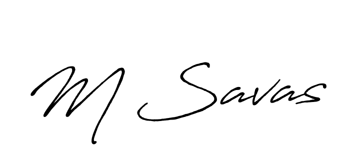 The best way (Antro_Vectra_Bolder) to make a short signature is to pick only two or three words in your name. The name M Savas include a total of six letters. For converting this name. M Savas signature style 7 images and pictures png