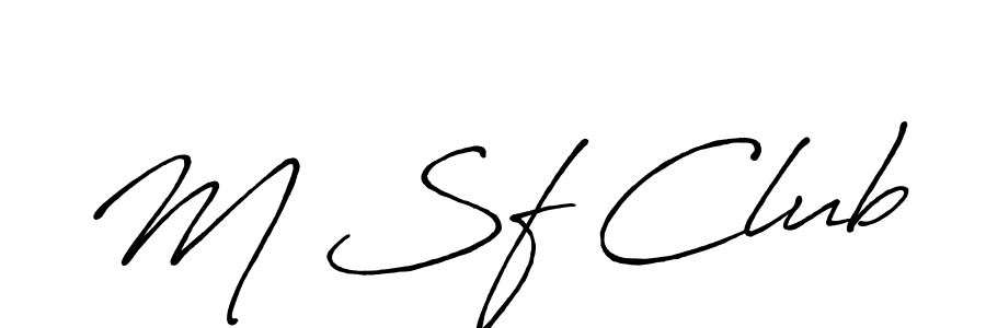 Use a signature maker to create a handwritten signature online. With this signature software, you can design (Antro_Vectra_Bolder) your own signature for name M Sf Club. M Sf Club signature style 7 images and pictures png