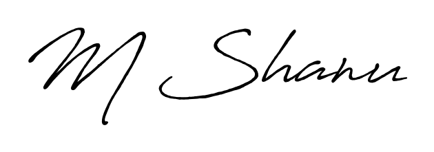 A classic penmanship look for M Shanu. The Antro_Vectra_Bolder font brings timeless elegance and confidence to every signed document. M Shanu signature style 7 images and pictures png