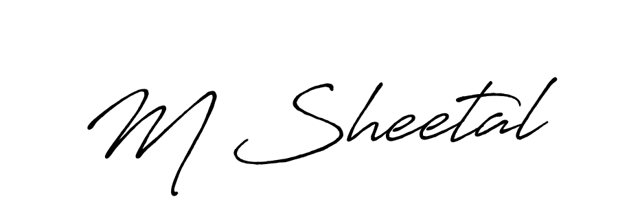 Use a signature maker to create a handwritten signature online. With this signature software, you can design (Antro_Vectra_Bolder) your own signature for name M Sheetal. M Sheetal signature style 7 images and pictures png