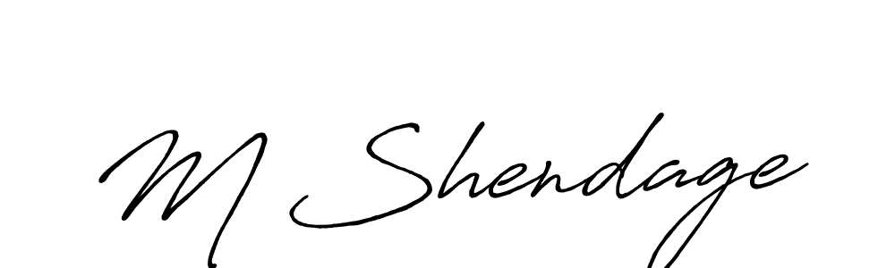 The best way (Antro_Vectra_Bolder) to make a short signature is to pick only two or three words in your name. The name M Shendage include a total of six letters. For converting this name. M Shendage signature style 7 images and pictures png