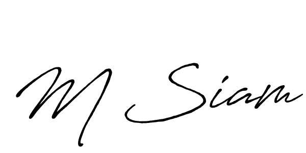 The best way (Antro_Vectra_Bolder) to make a short signature is to pick only two or three words in your name. The name M Siam include a total of six letters. For converting this name. M Siam signature style 7 images and pictures png