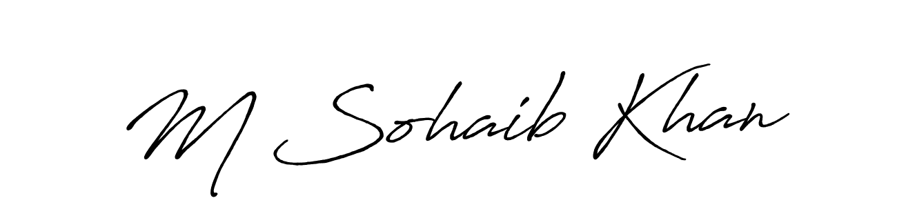 The best way (Antro_Vectra_Bolder) to make a short signature is to pick only two or three words in your name. The name M Sohaib Khan include a total of six letters. For converting this name. M Sohaib Khan signature style 7 images and pictures png