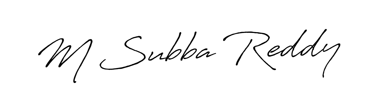 How to make M Subba Reddy name signature. Use Antro_Vectra_Bolder style for creating short signs online. This is the latest handwritten sign. M Subba Reddy signature style 7 images and pictures png