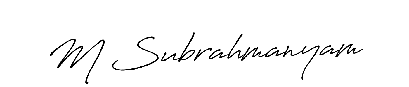 Also You can easily find your signature by using the search form. We will create M Subrahmanyam name handwritten signature images for you free of cost using Antro_Vectra_Bolder sign style. M Subrahmanyam signature style 7 images and pictures png