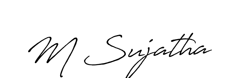 You should practise on your own different ways (Antro_Vectra_Bolder) to write your name (M Sujatha) in signature. don't let someone else do it for you. M Sujatha signature style 7 images and pictures png