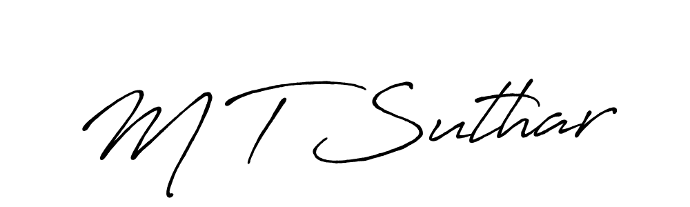 Use a signature maker to create a handwritten signature online. With this signature software, you can design (Antro_Vectra_Bolder) your own signature for name M T Suthar. M T Suthar signature style 7 images and pictures png