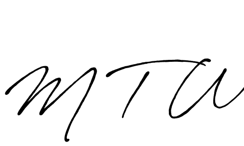 Design your own signature with our free online signature maker. With this signature software, you can create a handwritten (Antro_Vectra_Bolder) signature for name M T W. M T W signature style 7 images and pictures png