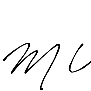 Make a beautiful signature design for name M U. With this signature (Antro_Vectra_Bolder) style, you can create a handwritten signature for free. M U signature style 7 images and pictures png