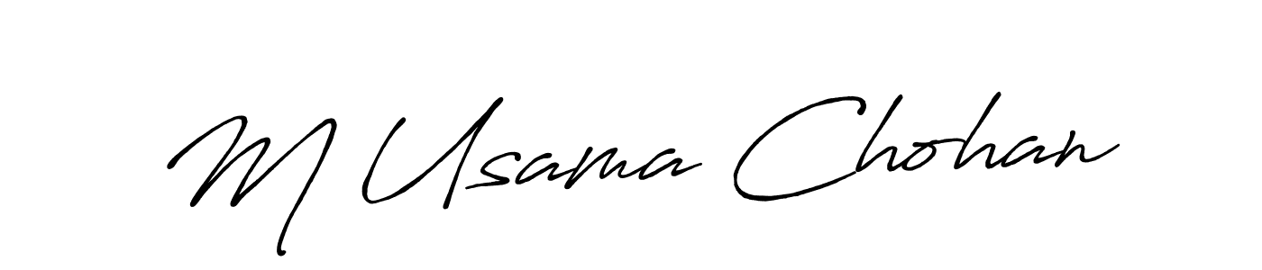 The best way (Antro_Vectra_Bolder) to make a short signature is to pick only two or three words in your name. The name M Usama Chohan include a total of six letters. For converting this name. M Usama Chohan signature style 7 images and pictures png