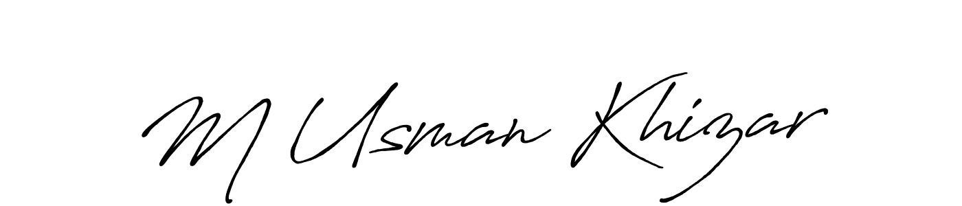 This is the best signature style for the M Usman Khizar name. Also you like these signature font (Antro_Vectra_Bolder). Mix name signature. M Usman Khizar signature style 7 images and pictures png