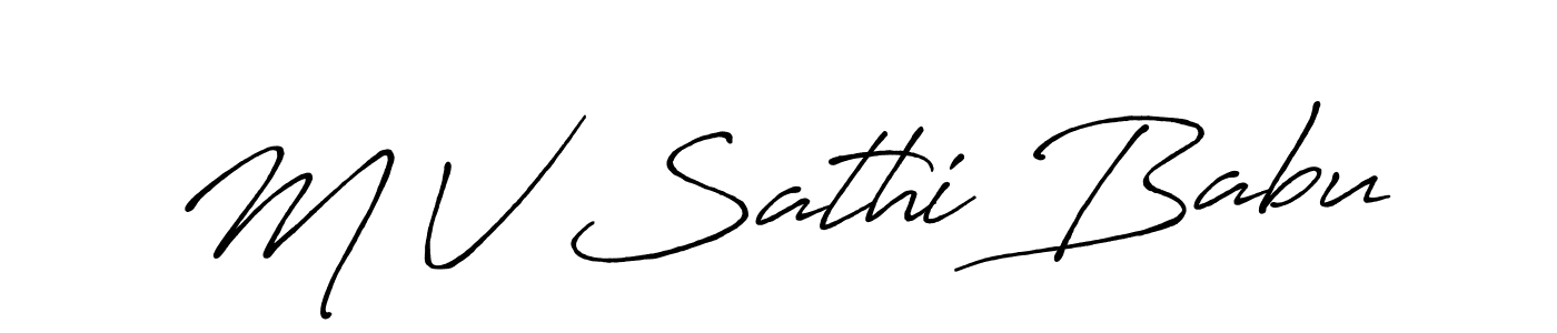 Antro_Vectra_Bolder is a professional signature style that is perfect for those who want to add a touch of class to their signature. It is also a great choice for those who want to make their signature more unique. Get M V Sathi Babu name to fancy signature for free. M V Sathi Babu signature style 7 images and pictures png