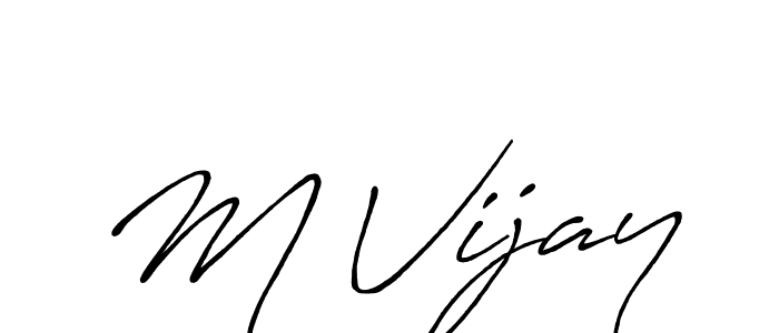 How to make M Vijay name signature. Use Antro_Vectra_Bolder style for creating short signs online. This is the latest handwritten sign. M Vijay signature style 7 images and pictures png