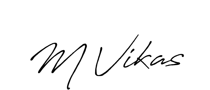 How to make M Vikas name signature. Use Antro_Vectra_Bolder style for creating short signs online. This is the latest handwritten sign. M Vikas signature style 7 images and pictures png