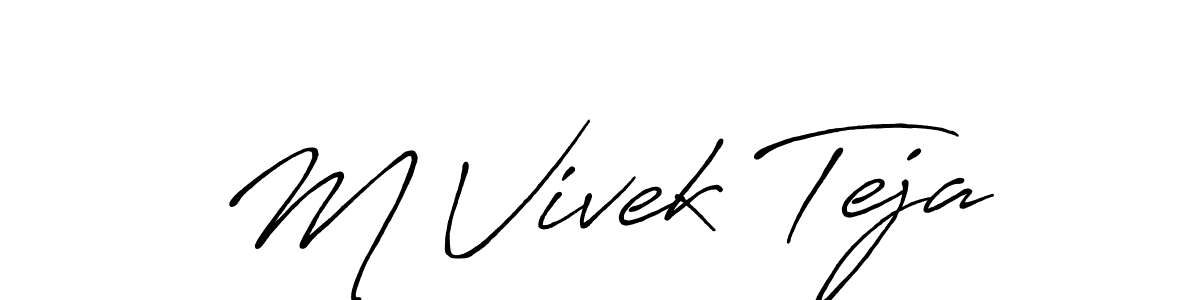 Also we have M Vivek Teja name is the best signature style. Create professional handwritten signature collection using Antro_Vectra_Bolder autograph style. M Vivek Teja signature style 7 images and pictures png