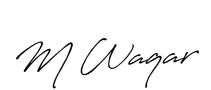 How to make M Waqar name signature. Use Antro_Vectra_Bolder style for creating short signs online. This is the latest handwritten sign. M Waqar signature style 7 images and pictures png