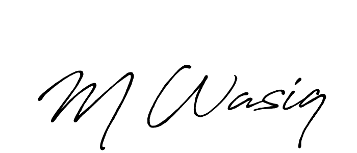 if you are searching for the best signature style for your name M Wasiq. so please give up your signature search. here we have designed multiple signature styles  using Antro_Vectra_Bolder. M Wasiq signature style 7 images and pictures png