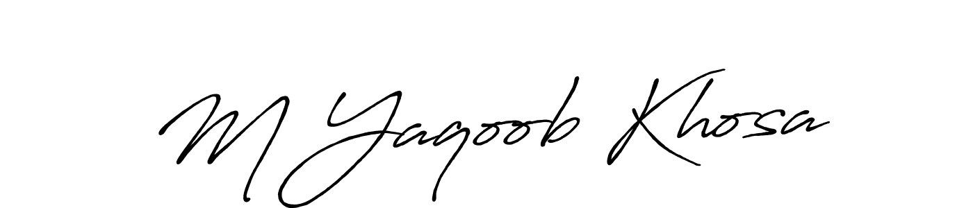 You should practise on your own different ways (Antro_Vectra_Bolder) to write your name (M Yaqoob Khosa) in signature. don't let someone else do it for you. M Yaqoob Khosa signature style 7 images and pictures png
