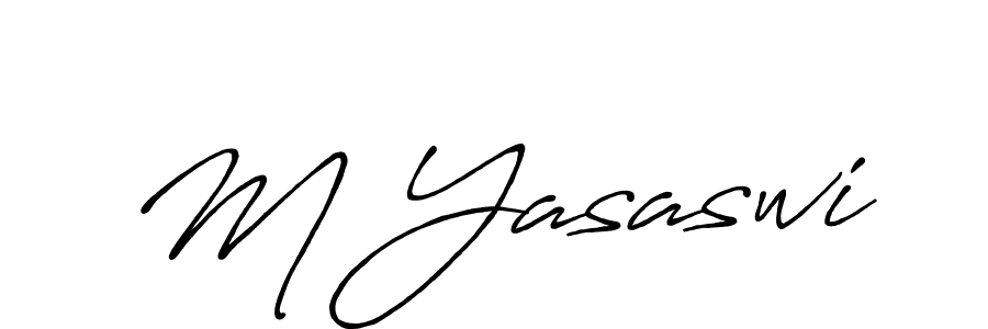 How to make M Yasaswi name signature. Use Antro_Vectra_Bolder style for creating short signs online. This is the latest handwritten sign. M Yasaswi signature style 7 images and pictures png