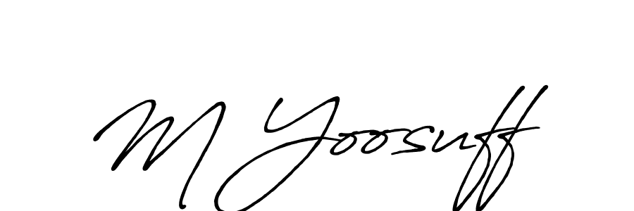 if you are searching for the best signature style for your name M Yoosuff. so please give up your signature search. here we have designed multiple signature styles  using Antro_Vectra_Bolder. M Yoosuff signature style 7 images and pictures png