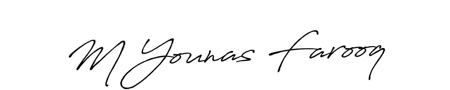 The best way (Antro_Vectra_Bolder) to make a short signature is to pick only two or three words in your name. The name M Younas Farooq include a total of six letters. For converting this name. M Younas Farooq signature style 7 images and pictures png