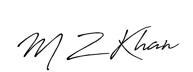 Also You can easily find your signature by using the search form. We will create M Z Khan name handwritten signature images for you free of cost using Antro_Vectra_Bolder sign style. M Z Khan signature style 7 images and pictures png