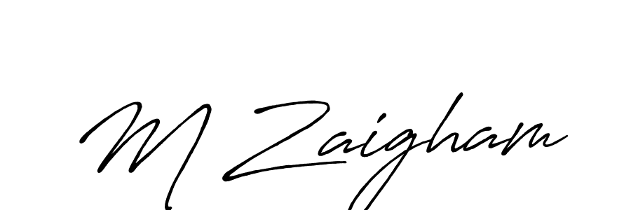 M Zaigham stylish signature style. Best Handwritten Sign (Antro_Vectra_Bolder) for my name. Handwritten Signature Collection Ideas for my name M Zaigham. M Zaigham signature style 7 images and pictures png