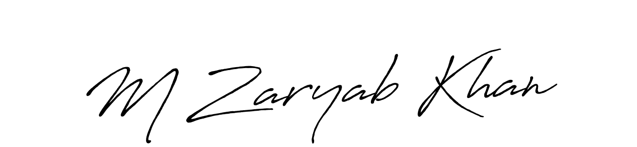 Also You can easily find your signature by using the search form. We will create M Zaryab Khan name handwritten signature images for you free of cost using Antro_Vectra_Bolder sign style. M Zaryab Khan signature style 7 images and pictures png