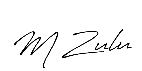 if you are searching for the best signature style for your name M Zulu. so please give up your signature search. here we have designed multiple signature styles  using Antro_Vectra_Bolder. M Zulu signature style 7 images and pictures png