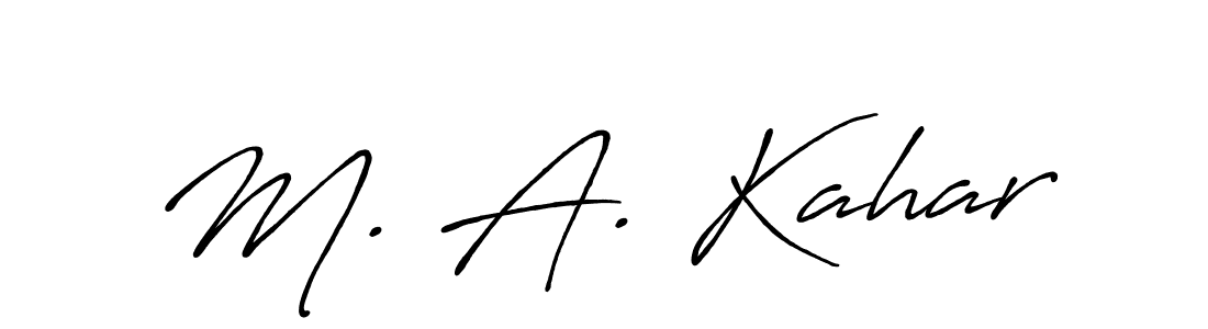 How to make M. A. Kahar name signature. Use Antro_Vectra_Bolder style for creating short signs online. This is the latest handwritten sign. M. A. Kahar signature style 7 images and pictures png