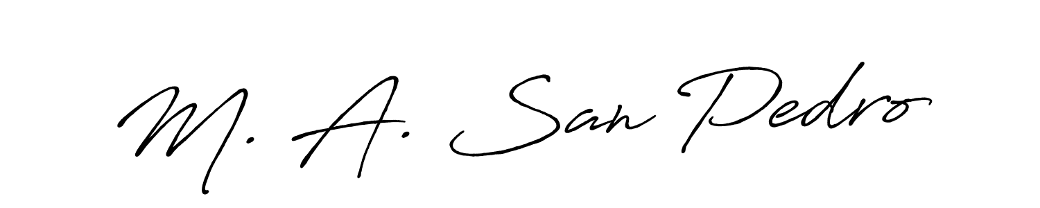 Antro_Vectra_Bolder is a professional signature style that is perfect for those who want to add a touch of class to their signature. It is also a great choice for those who want to make their signature more unique. Get M. A. San Pedro name to fancy signature for free. M. A. San Pedro signature style 7 images and pictures png