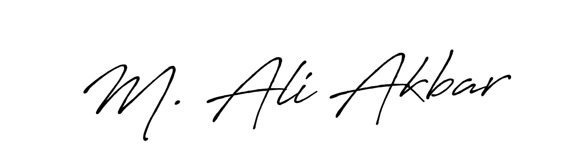 How to make M. Ali Akbar name signature. Use Antro_Vectra_Bolder style for creating short signs online. This is the latest handwritten sign. M. Ali Akbar signature style 7 images and pictures png