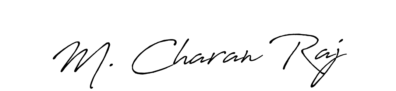The best way (Antro_Vectra_Bolder) to make a short signature is to pick only two or three words in your name. The name M. Charan Raj include a total of six letters. For converting this name. M. Charan Raj signature style 7 images and pictures png