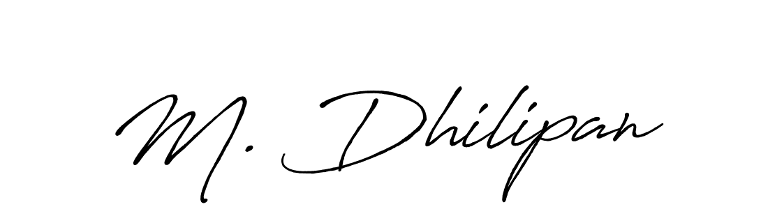 How to make M. Dhilipan name signature. Use Antro_Vectra_Bolder style for creating short signs online. This is the latest handwritten sign. M. Dhilipan signature style 7 images and pictures png